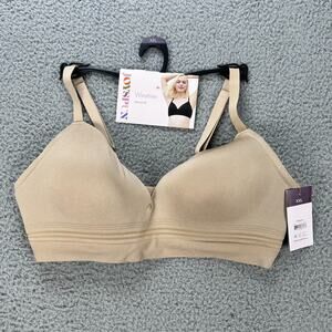 Joyspun Wirefree Bra Brown XXL Adjustable Straps Hook & Eye Closure Sewn-In